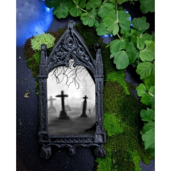 White Cross Pin Cemetery Tombstones Gothic Pin - Picture 2 of 3